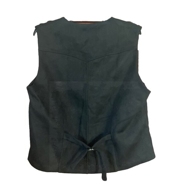 PJ PAUL JONES Men's Faux Suede Leather Suit Vest Cowboy Style Waistcoat Medium - Picture 6 of 7